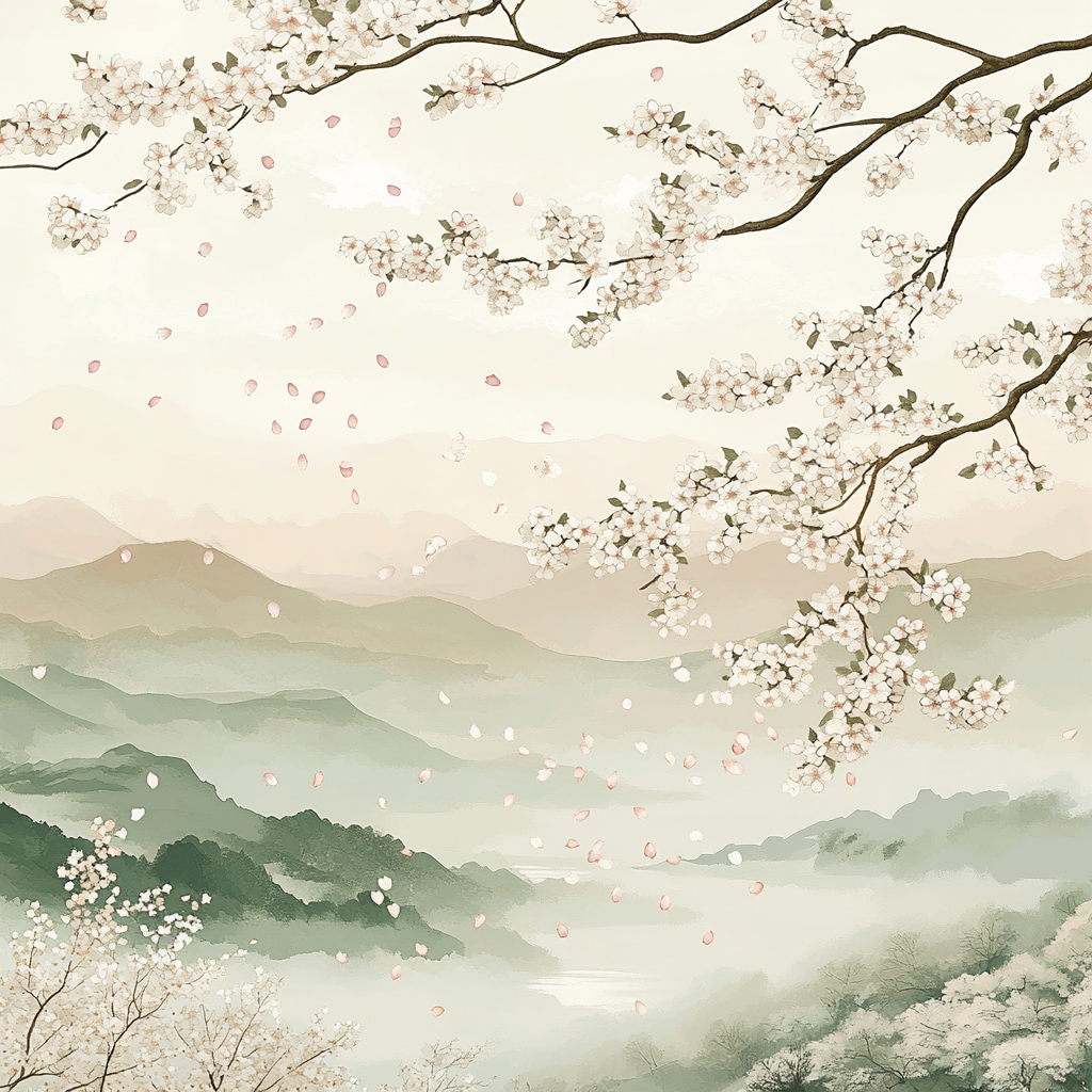 Hiroshige Inspired Cherry Blossom Drift Number painting