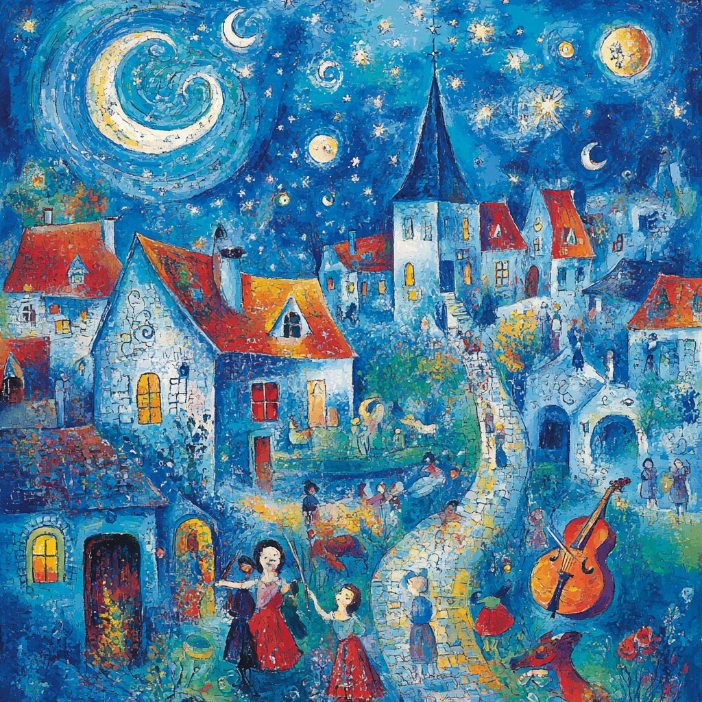 Marc Chagall Inspired Dreamy Village Scene paint by number