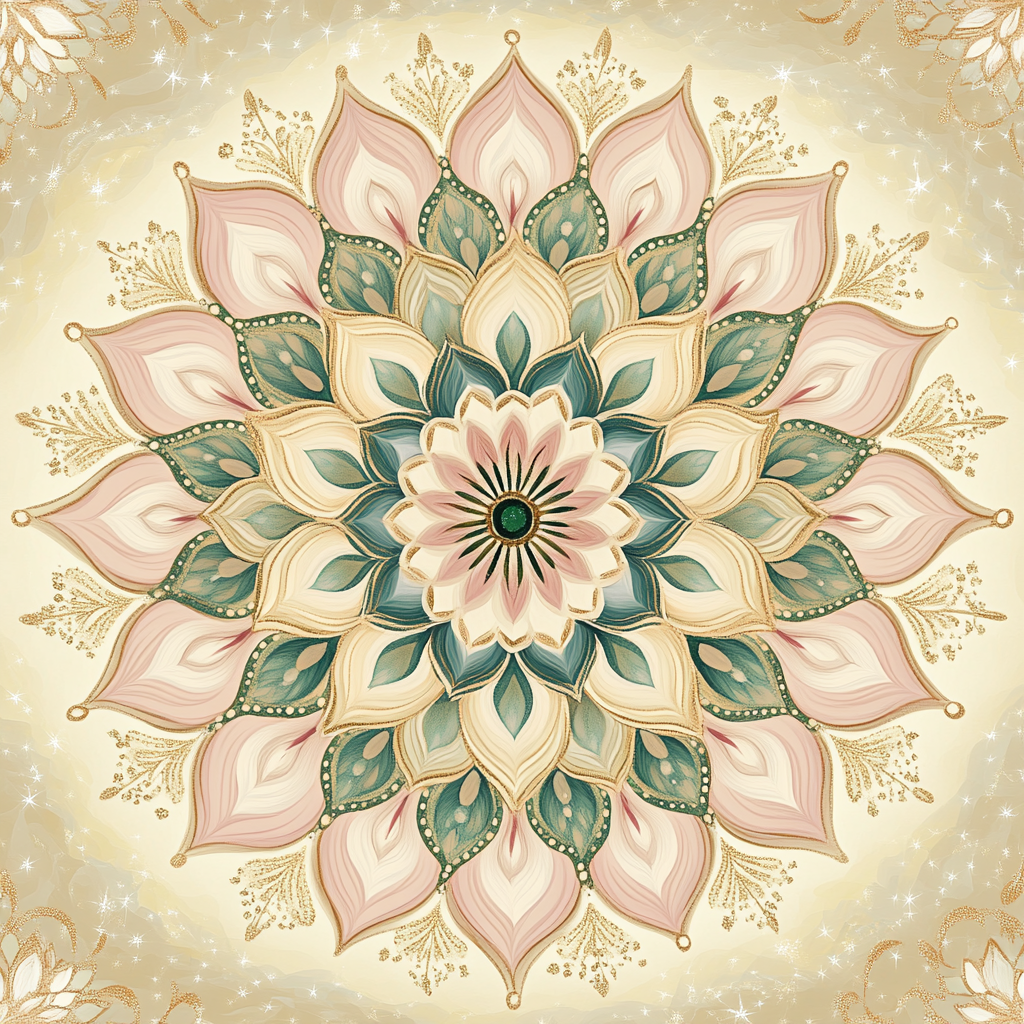 Alphonse Mucha Inspired Celestial Floral Mandala Number painting