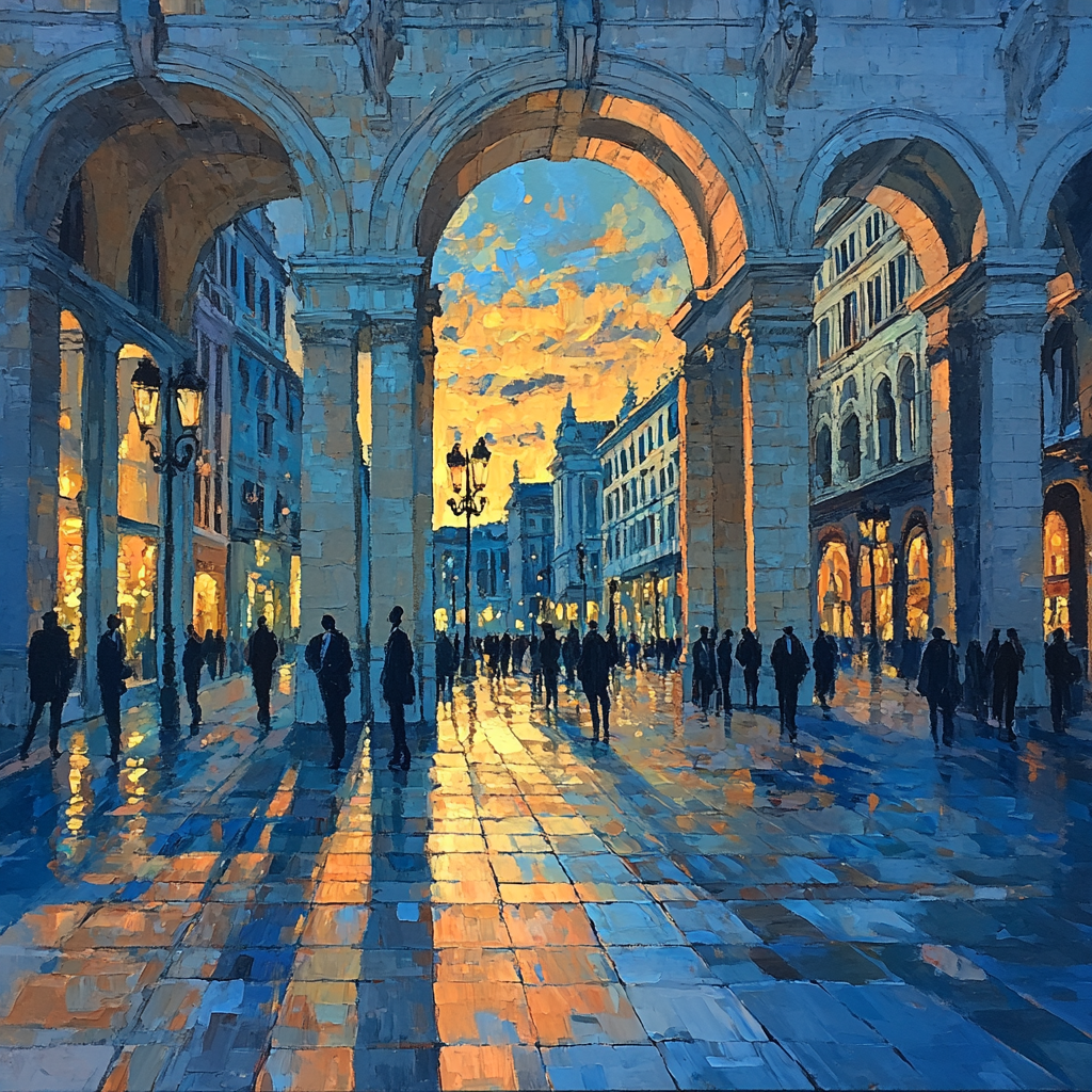 Giorgio De Chirico Inspired Empty Plaza paint by color