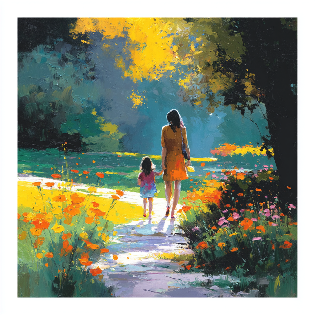 Morning Sunlit Stroll Number Painting