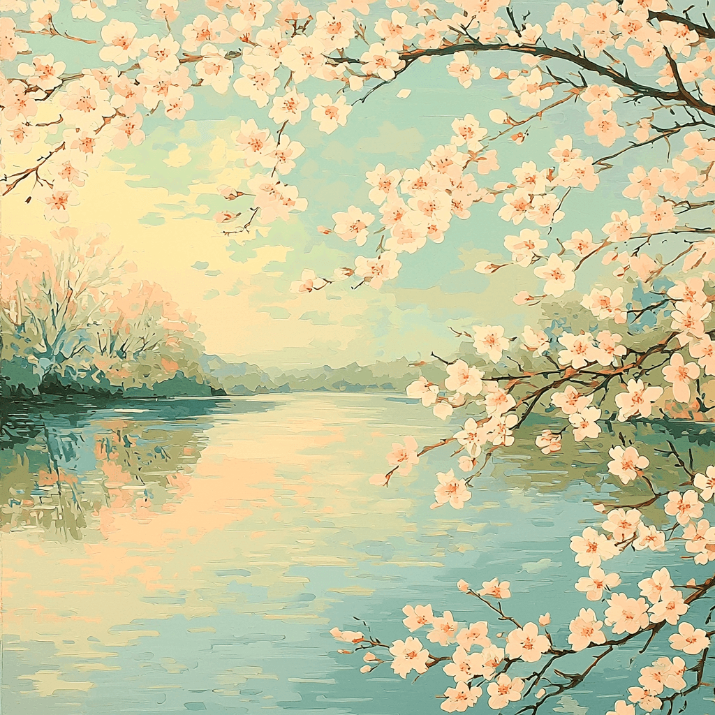 Hiroshige Inspired Serenity In Blossom Paint By Numbers Art