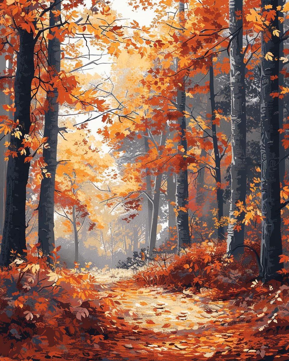 Autumn Forest Home Wall Decor Paint By Numbers Kit