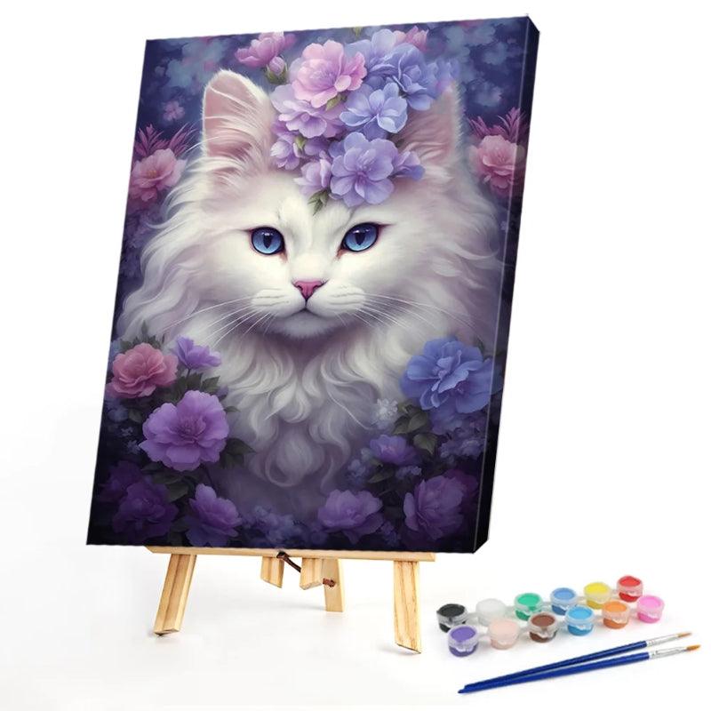 Cat Flower Themed Paint By Numbers Acrylic Painting Kit – Artistry Rack