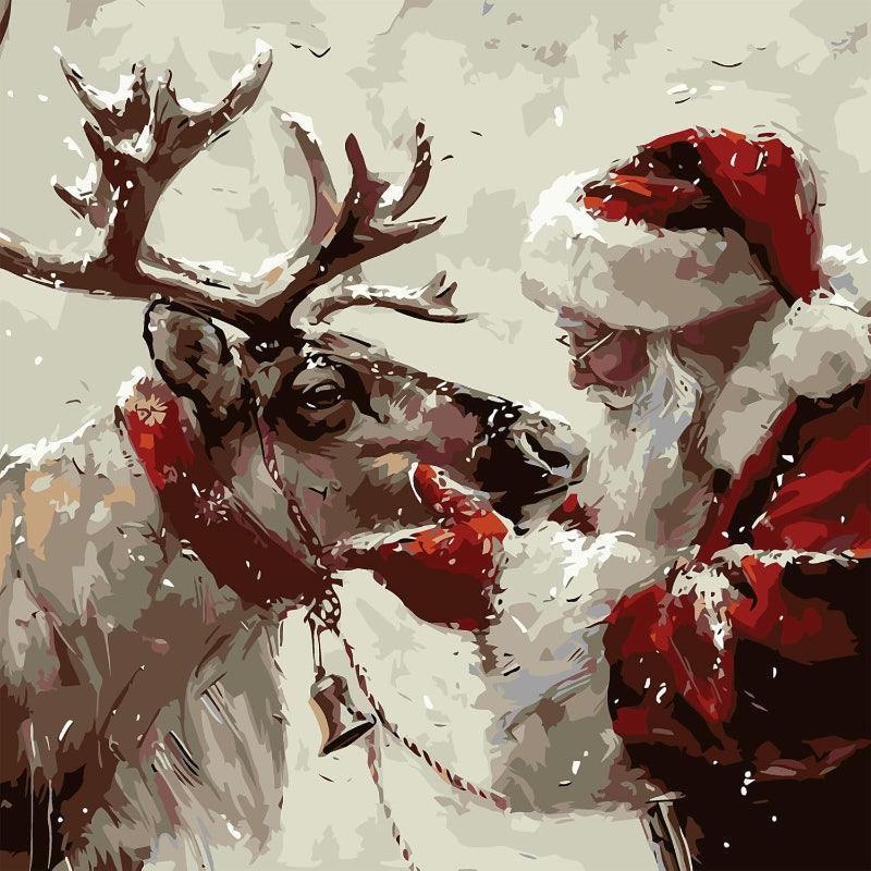 Christmas Santa Claus And Reindeer Paint By Numbers Kit