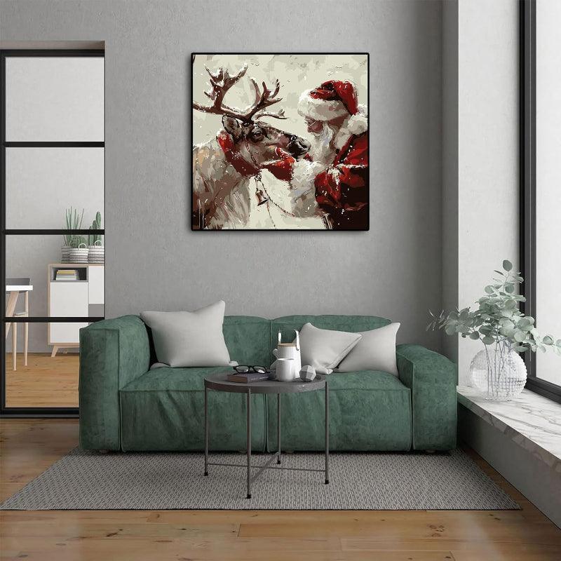 Christmas Santa Claus And Reindeer Paint By Numbers Kit