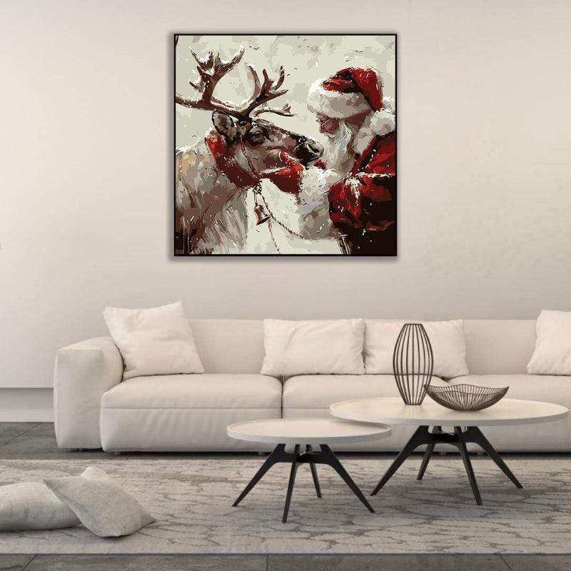 Christmas Santa Claus And Reindeer Paint By Numbers Kit