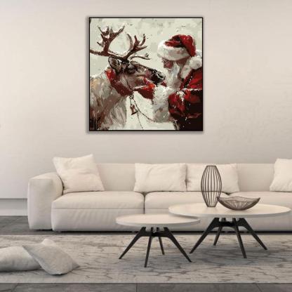 Christmas Santa Claus And Reindeer Paint By Numbers Kit