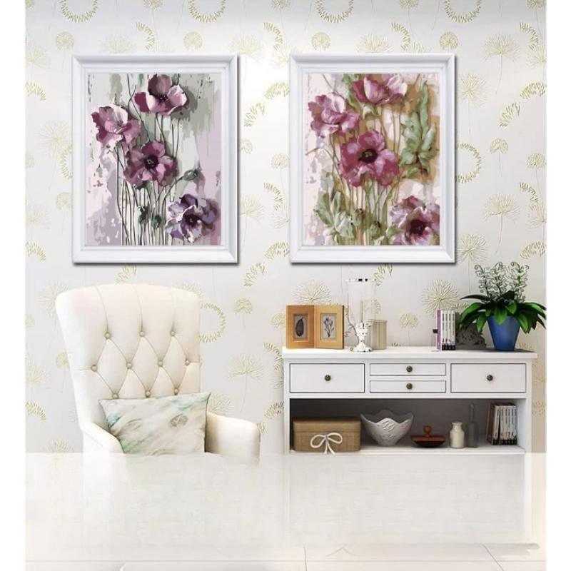Floral Symphony Paint By Number Dual Canvas Kit