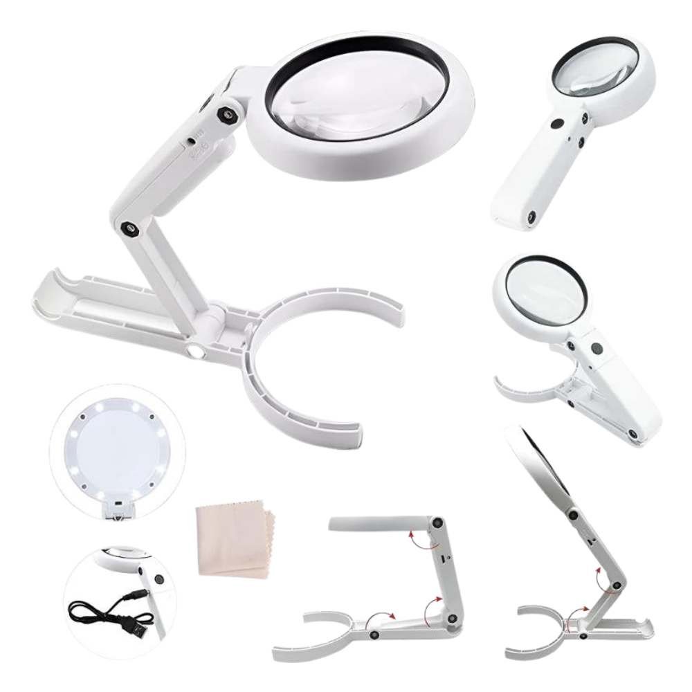 Portable LED Folding Magnifier With Light For Reading And Painting