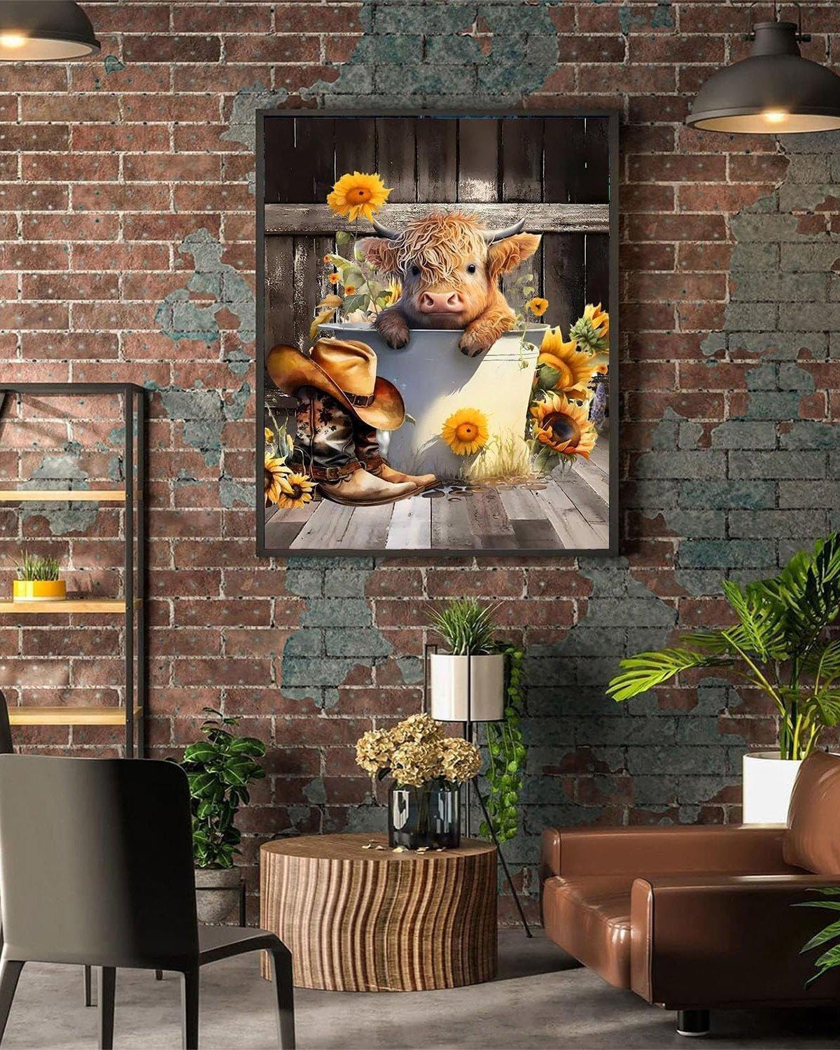 Rustic Charm Highland Cow Paint By Number Kit