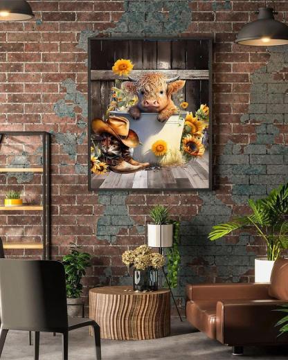 Rustic Charm Highland Cow Paint By Number Kit