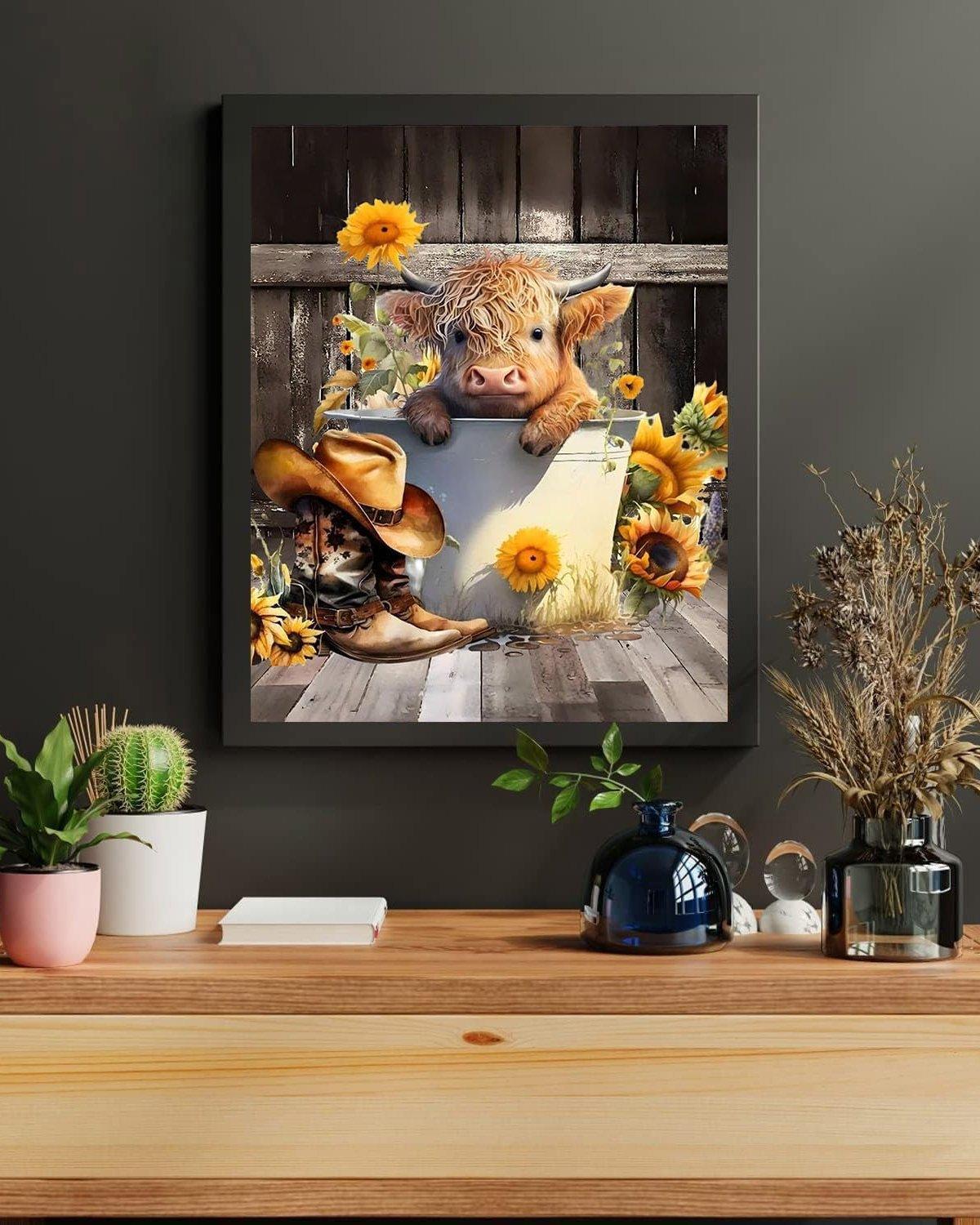 Rustic Charm Highland Cow Paint By Number Kit