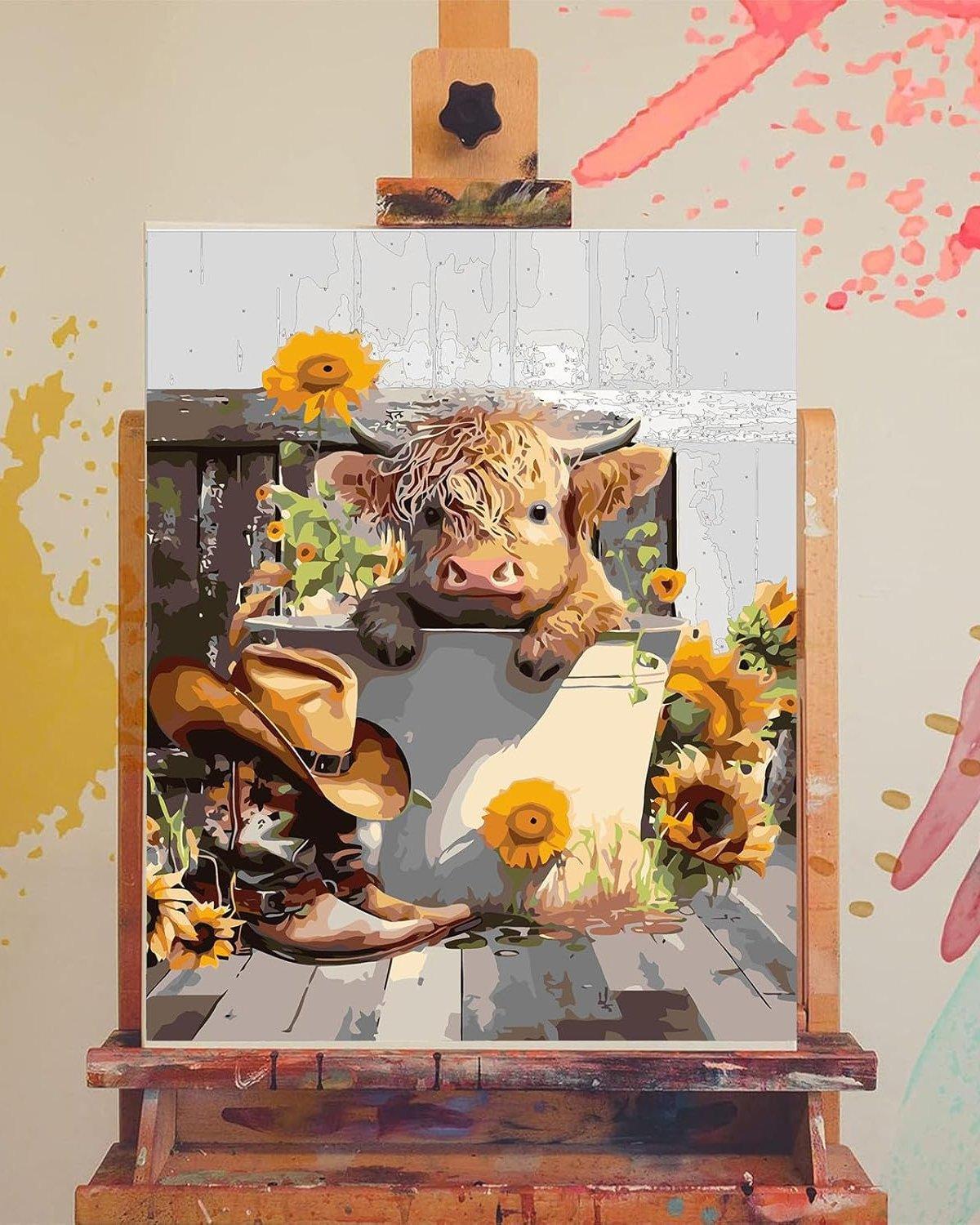 Rustic Charm Highland Cow Paint By Number Kit