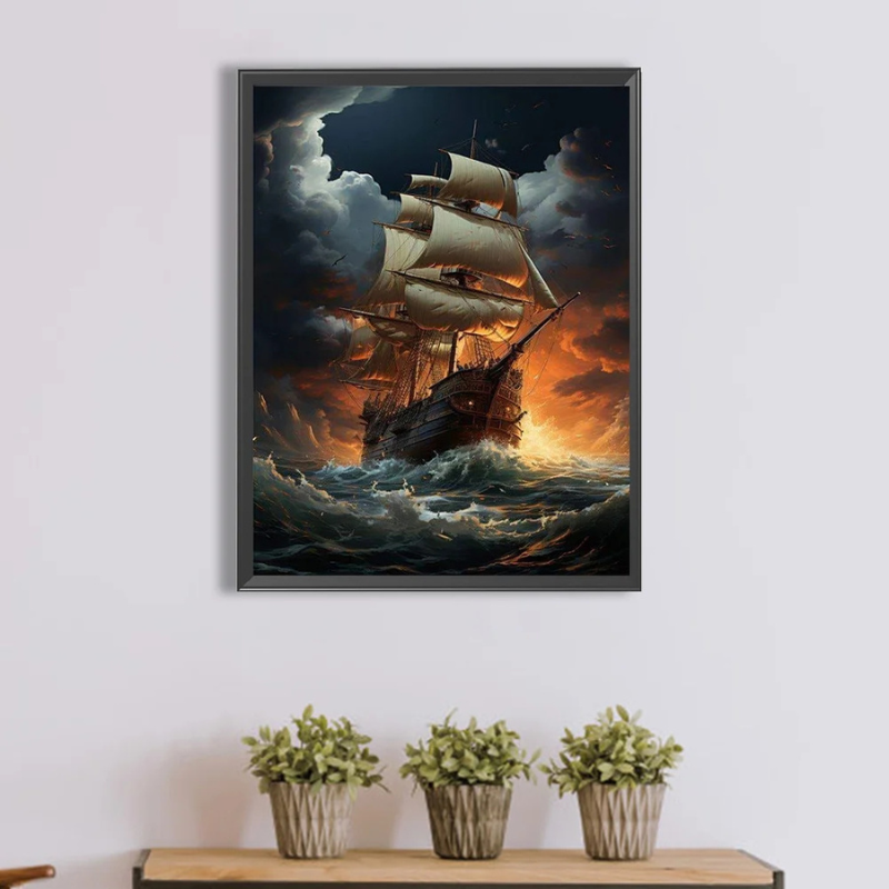 Sea Sailing Boat Design Paint By Numbers Kit