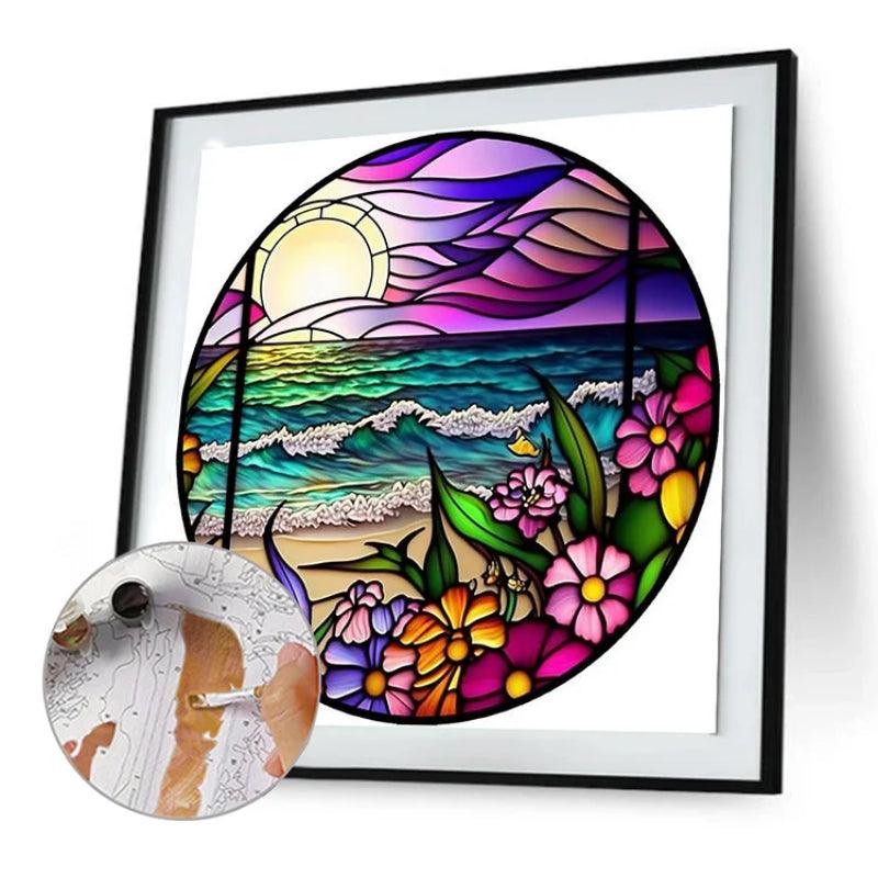 Seaside Glass Painting Paint By Numbers Acrylic Painting Kit