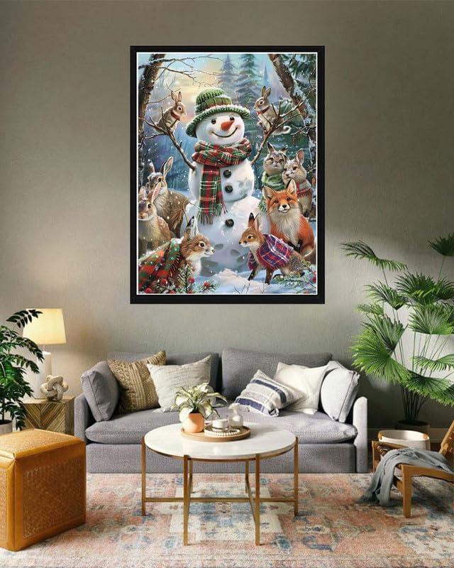 Snowman And Woodland Friends Print Paint By Number Kit