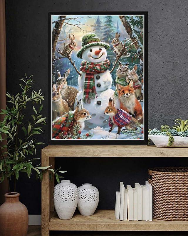 Snowman And Woodland Friends Print Paint By Number Kit