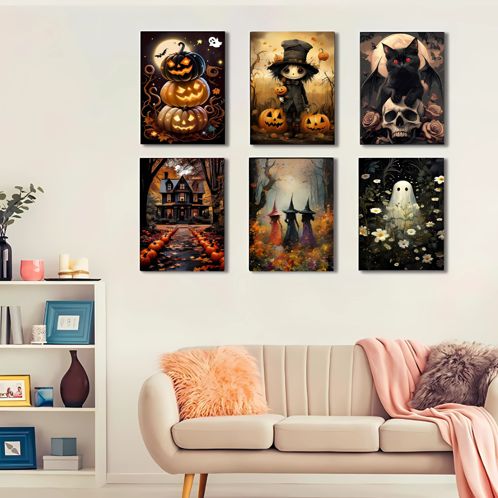 6 Pack Halloween Paint By Numbers Canvas Kit