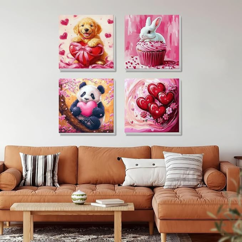 4 Pack Paint by Numbers Kit for Adults & Kids, Animal Art 8x8