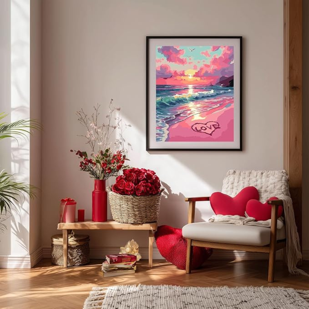 Beach Paint by Numbers Kit for Adults, Valentine Sunset Art 16x20