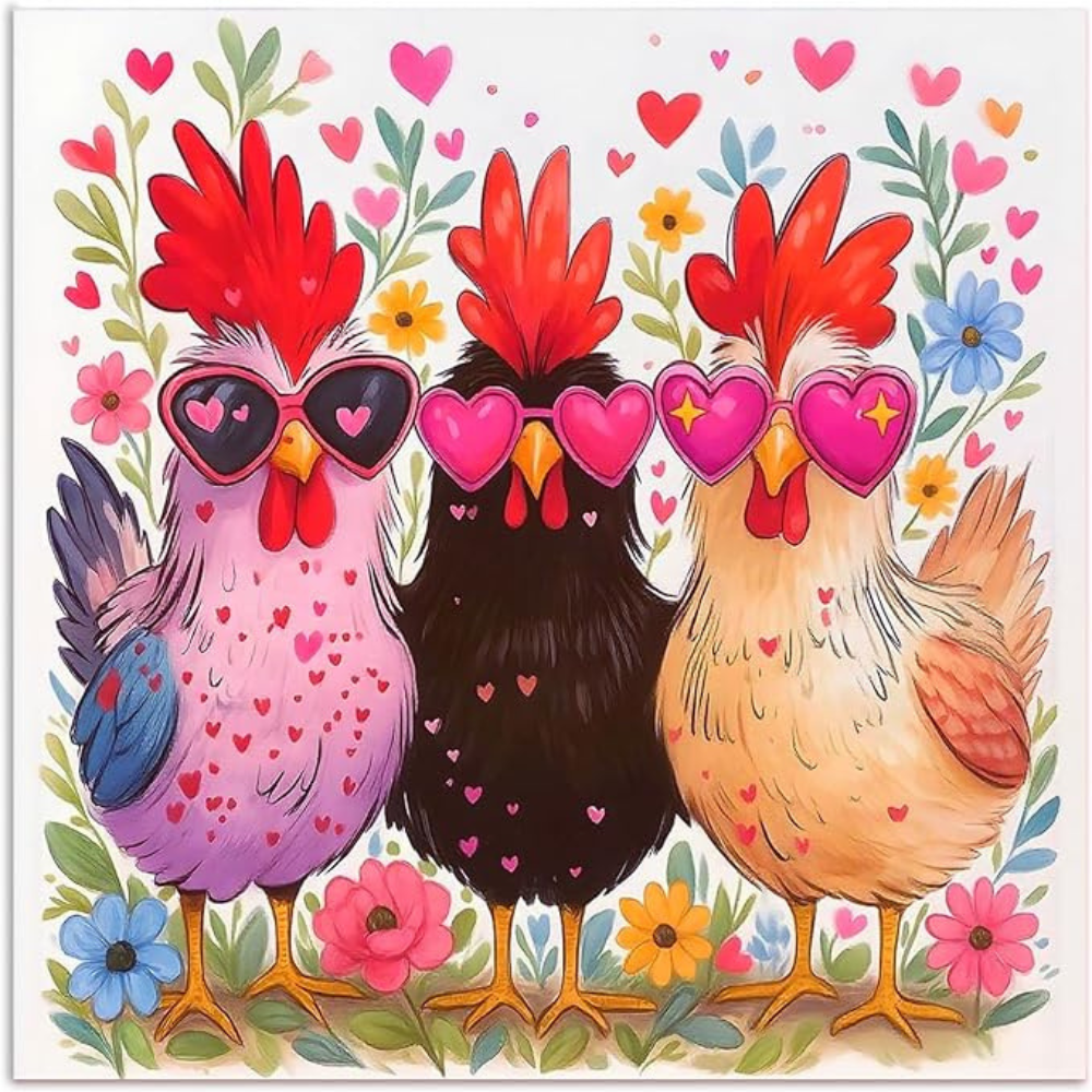 Valentine Paint by Numbers for Adults, Chicken Art 16x16