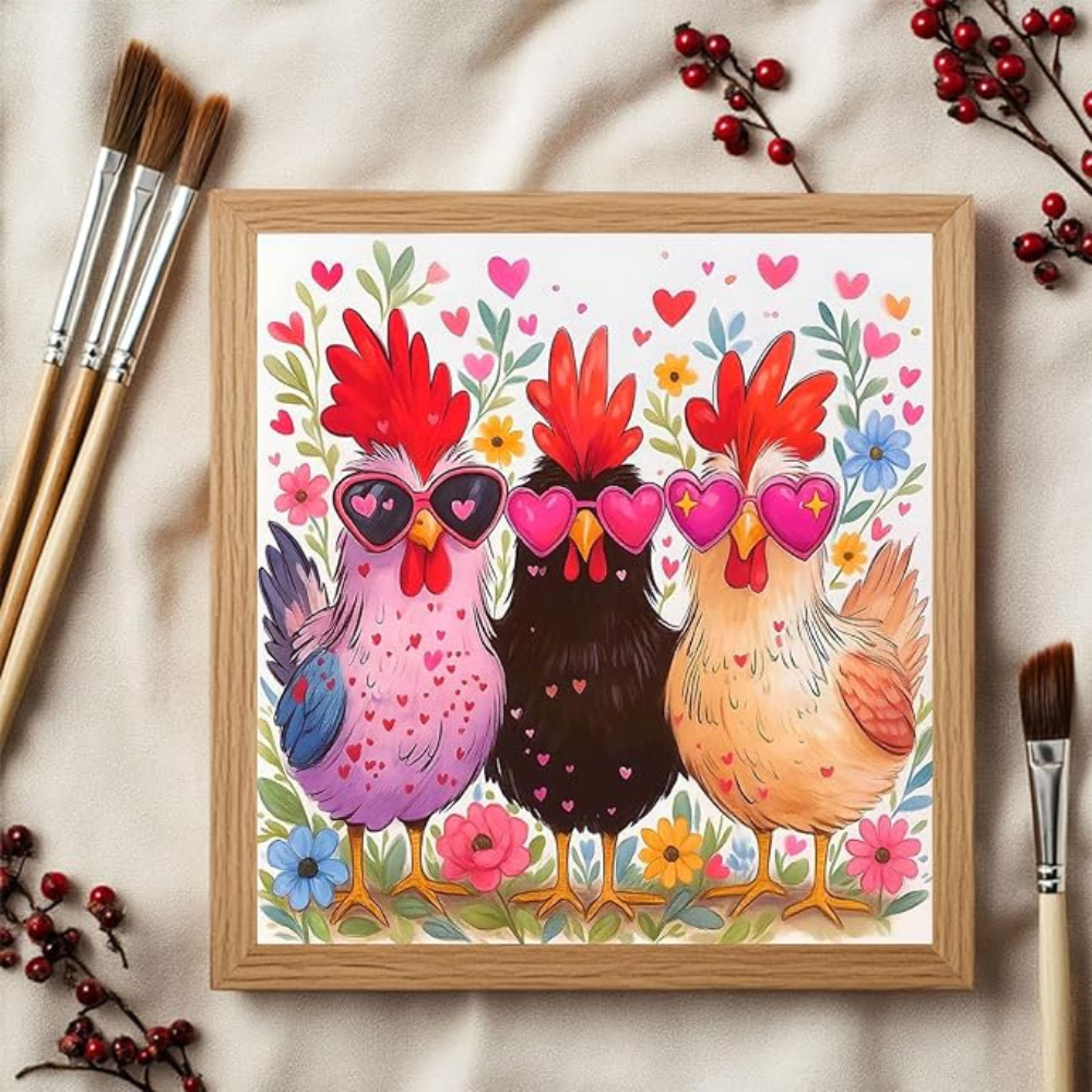 Valentine Paint by Numbers for Adults, Chicken Art 16x16
