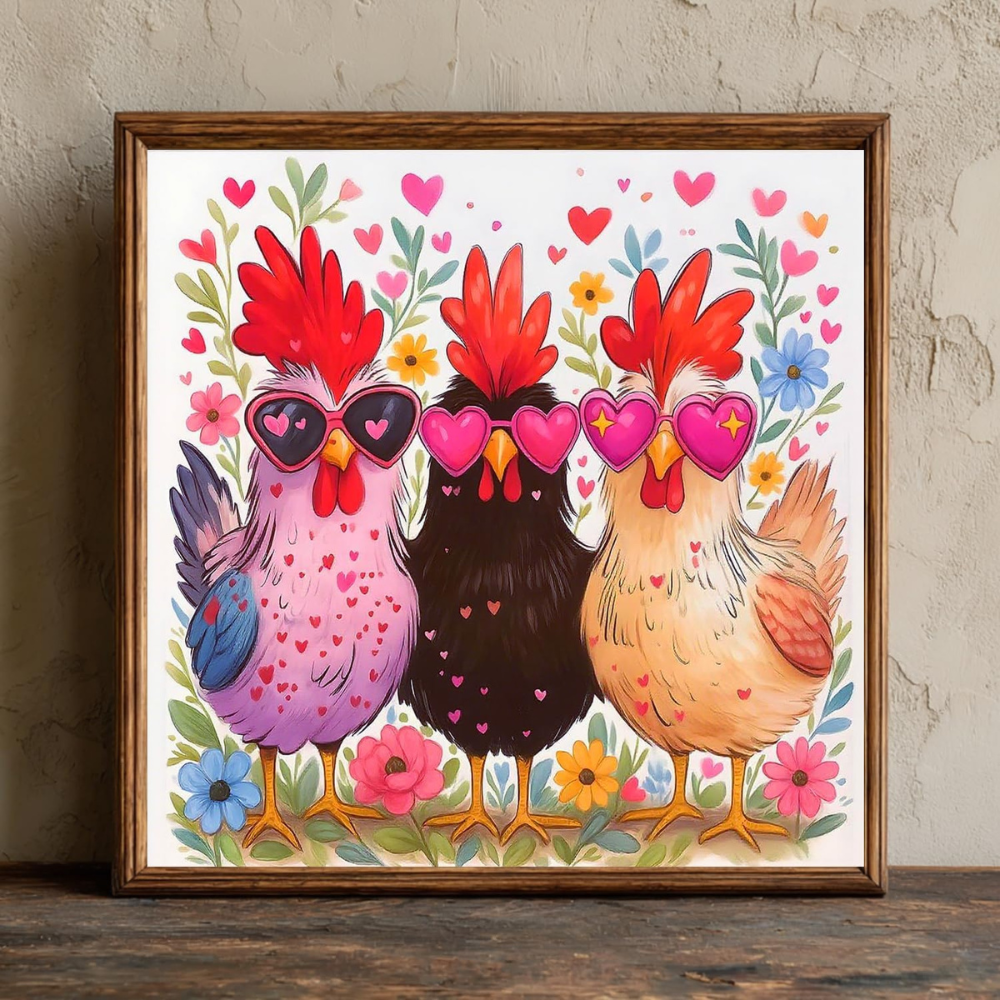 Valentine Paint by Numbers for Adults, Chicken Art 16x16