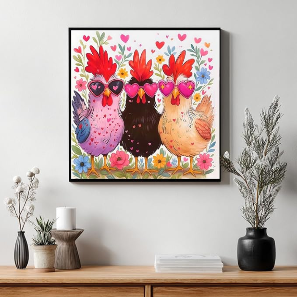 Valentine Paint by Numbers for Adults, Chicken Art 16x16
