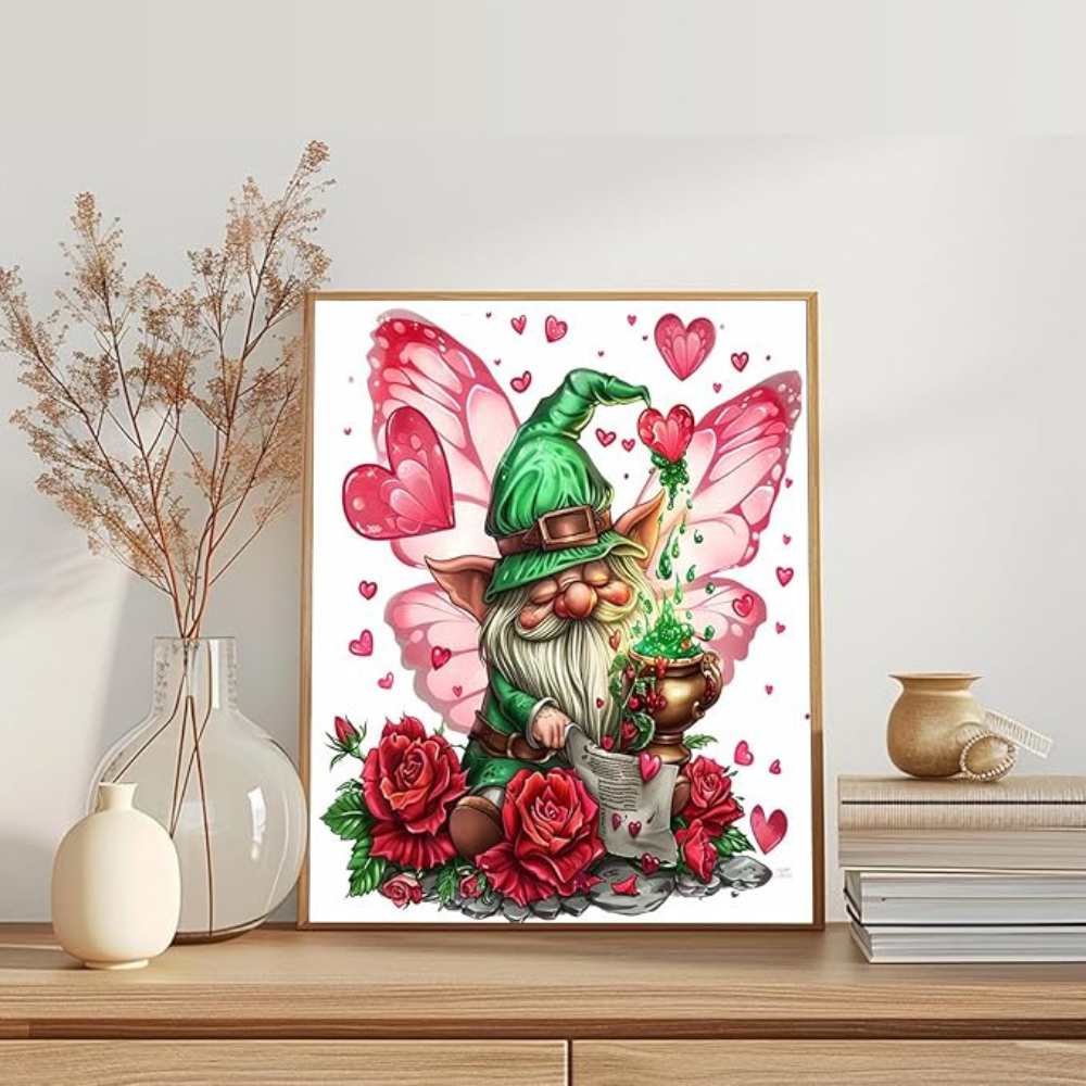 Rose Gnome Paint by Numbers for Adults, Valentine Art 16x20