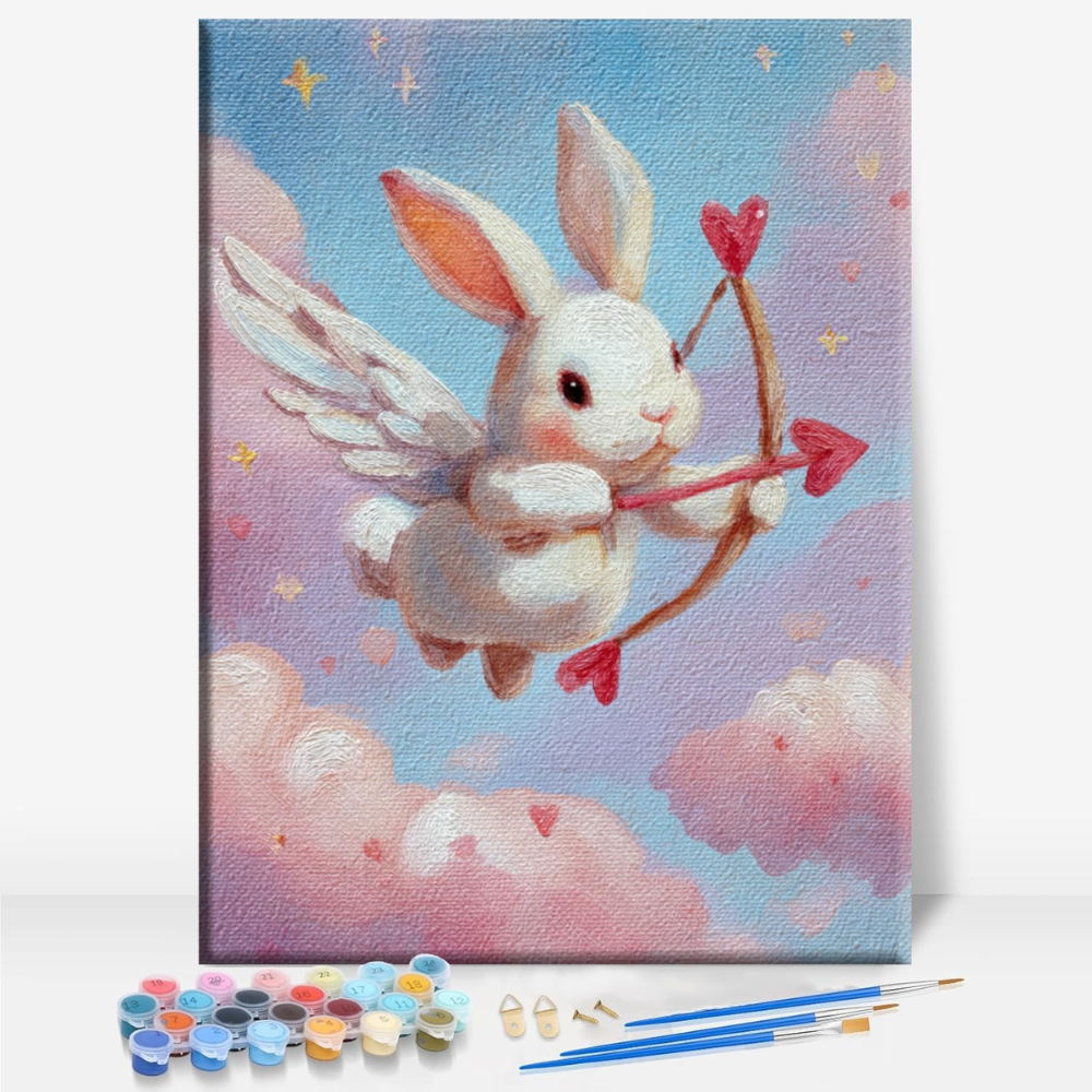 Love Heart Valentine Paint by Numbers Framed Canvas Art 16x12