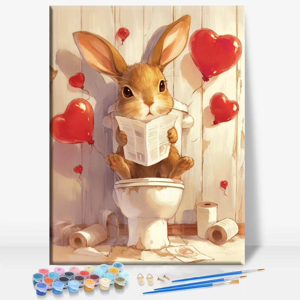 Love Heart Valentine Paint by Numbers Framed Canvas Art 16x12