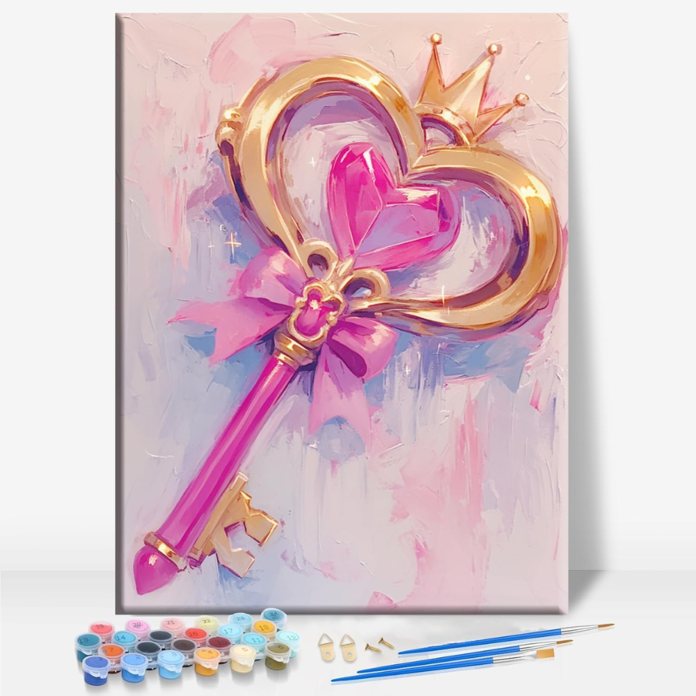 Love Heart Valentine Paint by Numbers Framed Canvas Art 16x12