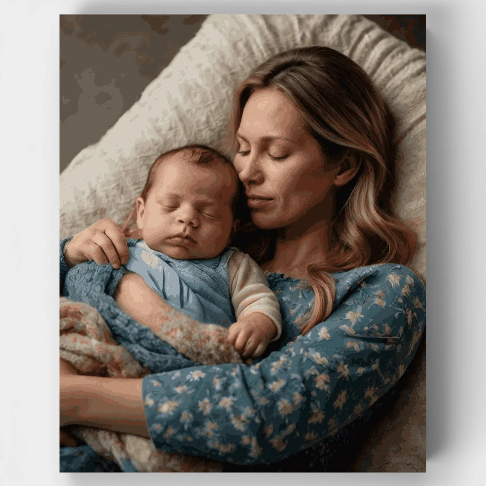 Serene Maternal Moment Paint by Numbers Mothers Day Canvas Kit