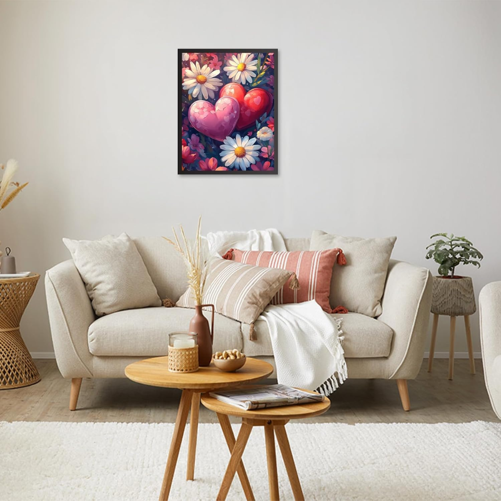Heart Flowers Paint by Numbers Kit for Adults DIY Canvas 16x20