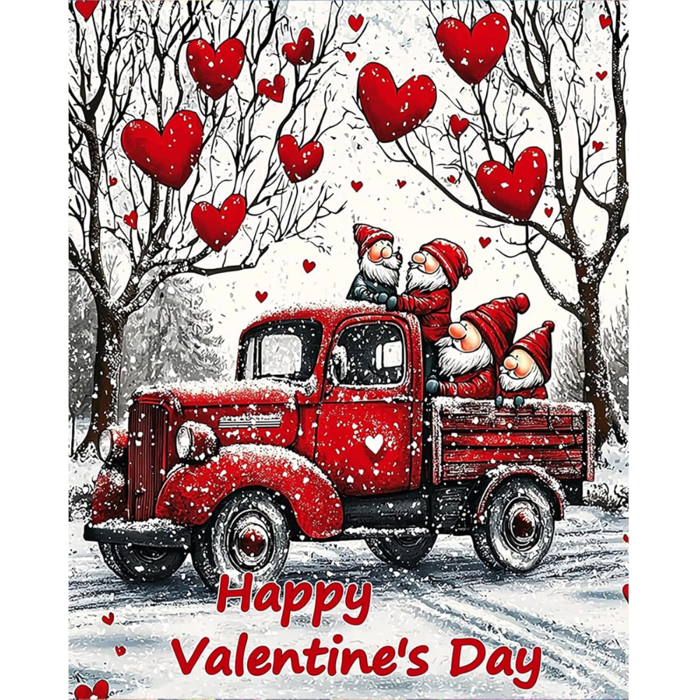 Valentine Gnome Truck Paint by Numbers Kit for Adults DIY Canvas 16x20