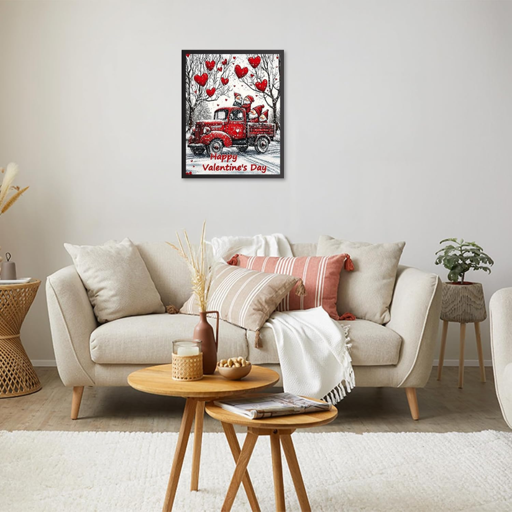 Valentine Gnome Truck Paint by Numbers Kit for Adults DIY Canvas 16x20