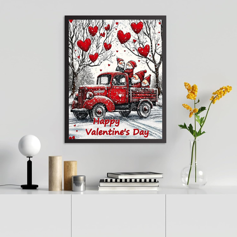 Valentine Gnome Truck Paint by Numbers Kit for Adults DIY Canvas 16x20