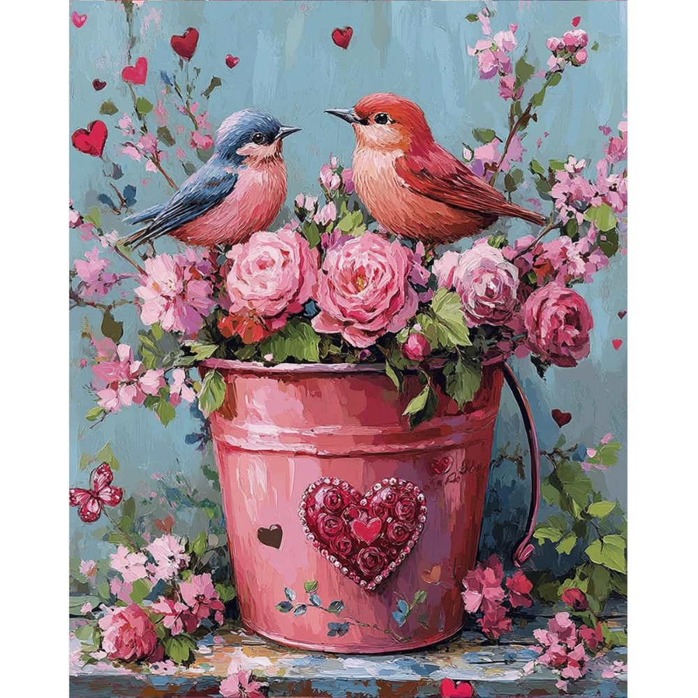 Heart Flowers Paint by Numbers Kit for Adults DIY Canvas 16x20