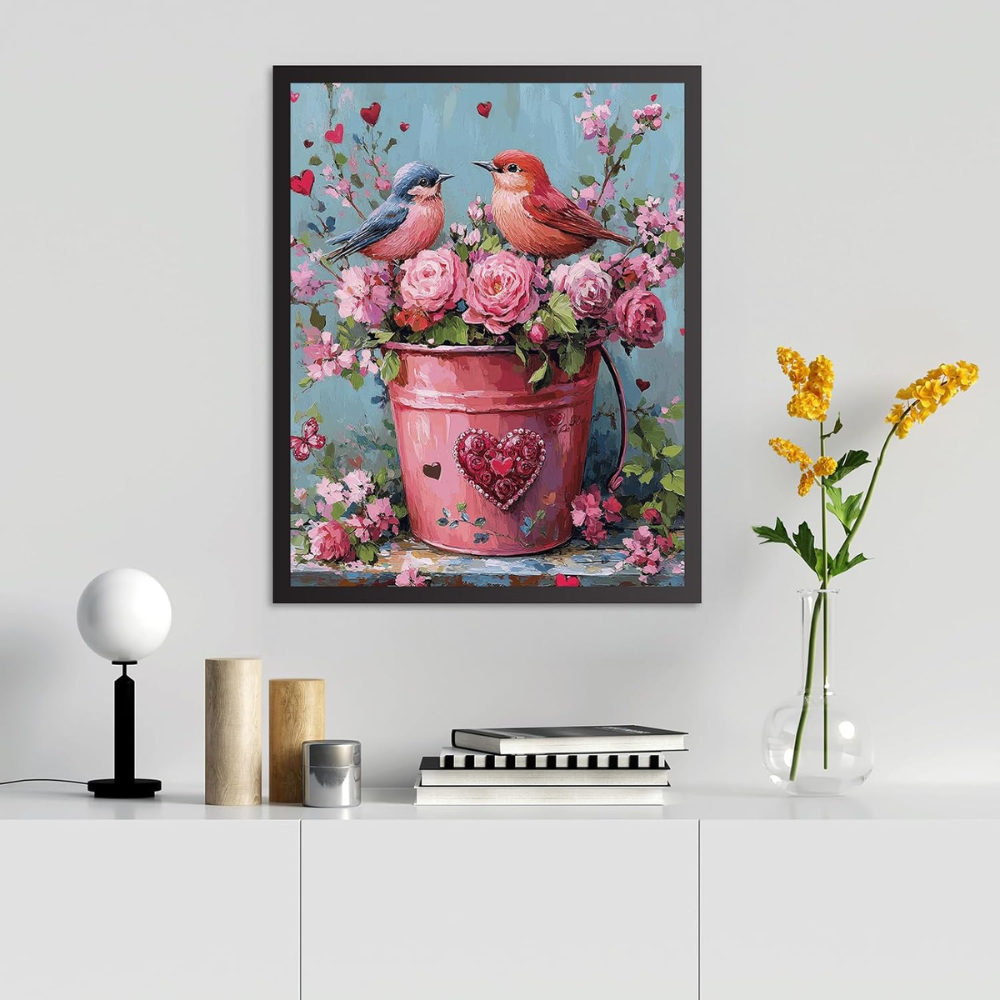 Heart Flowers Paint by Numbers Kit for Adults DIY Canvas 16x20