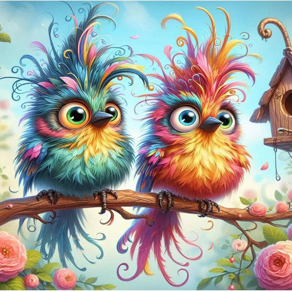 Couple Bird Paint by Numbers Kit for Adults DIY Canvas Art 16x16