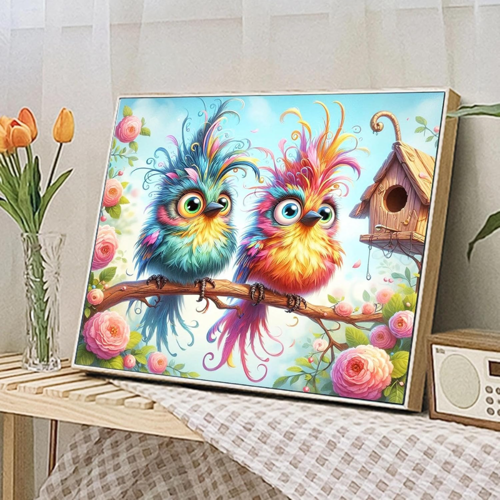 Couple Bird Paint by Numbers Kit for Adults DIY Canvas Art 16x16