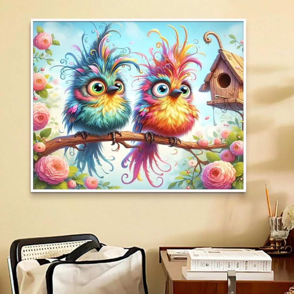 Couple Bird Paint by Numbers Kit for Adults DIY Canvas Art 16x16