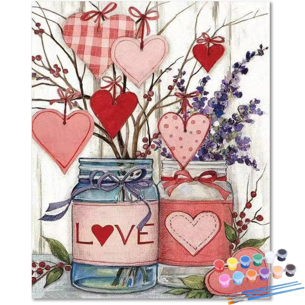 Valentines Love Paint by Numbers Kit for Adults Easy DIY Canvas 16x16