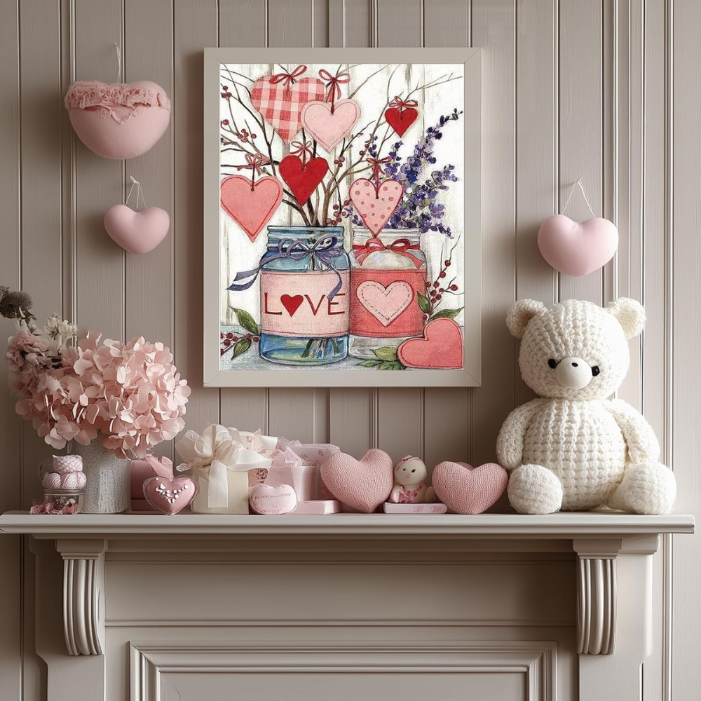 Valentines Love Paint by Numbers Kit for Adults Easy DIY Canvas 16x16