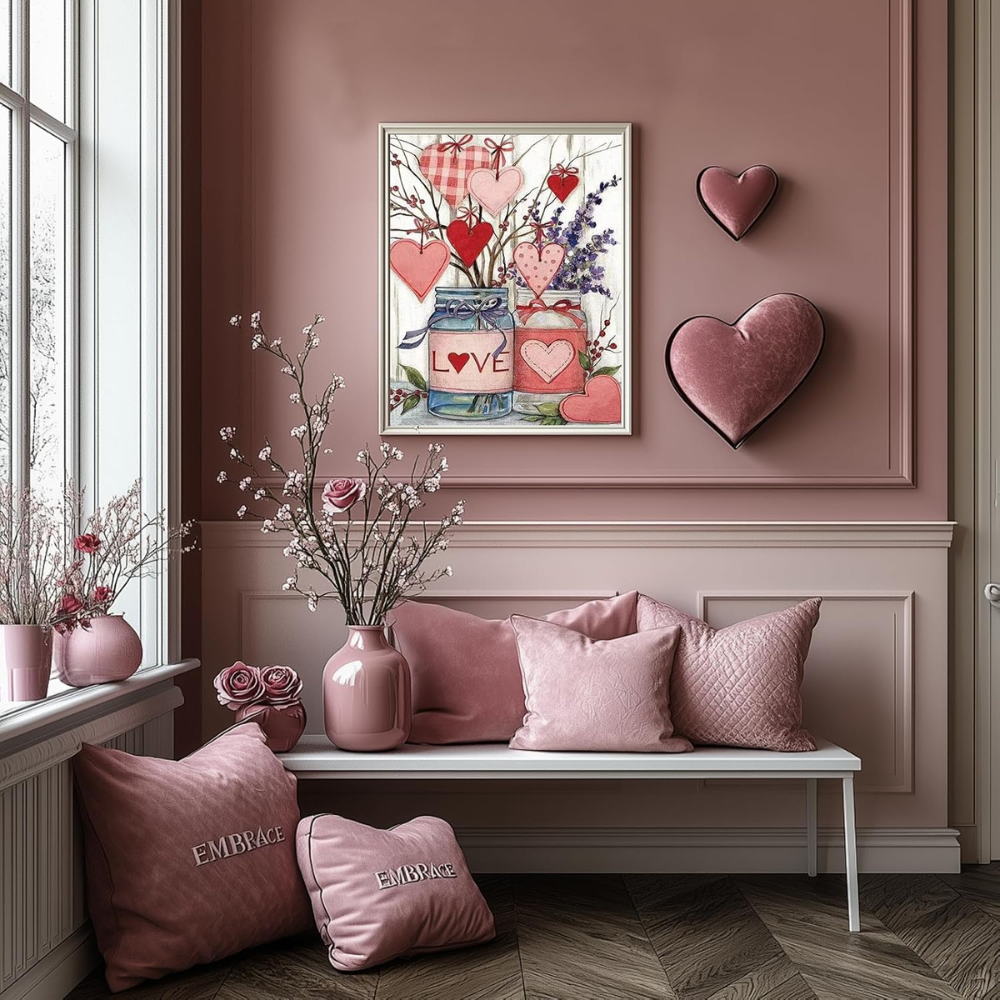 Valentines Love Paint by Numbers Kit for Adults Easy DIY Canvas 16x16