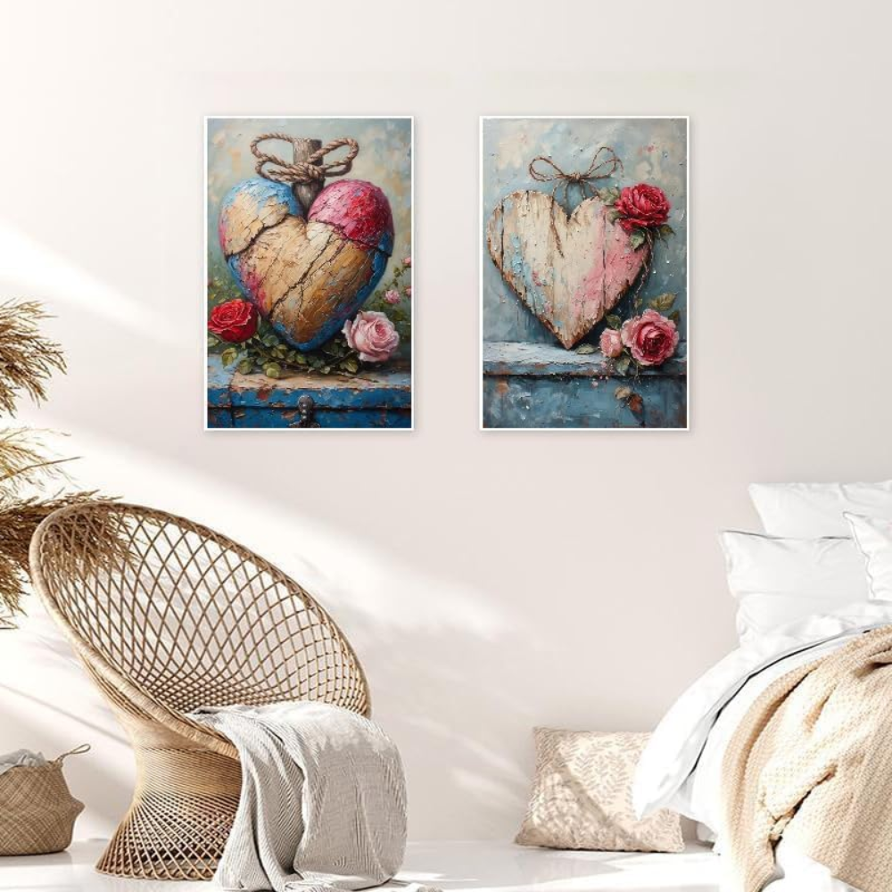 2 Pack Love Framed Paint by Numbers Kit for Adults DIY Canvas 8x12