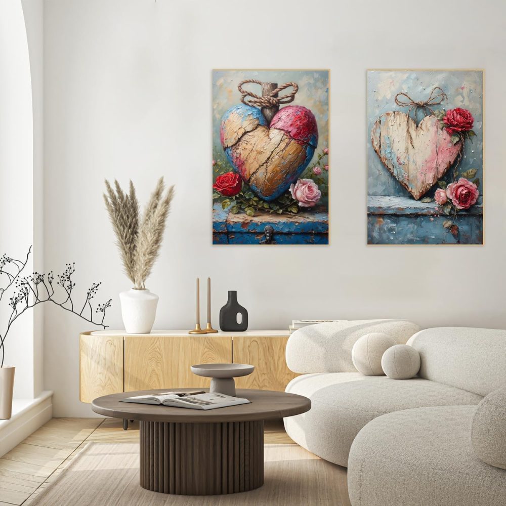 2 Pack Love Framed Paint by Numbers Kit for Adults DIY Canvas 8x12