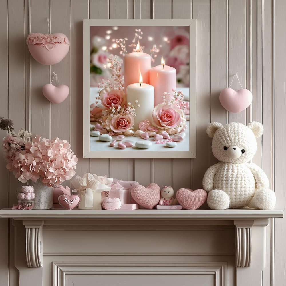 Valentines Candle Paint by Numbers Kit for Adults Easy DIY 16x16