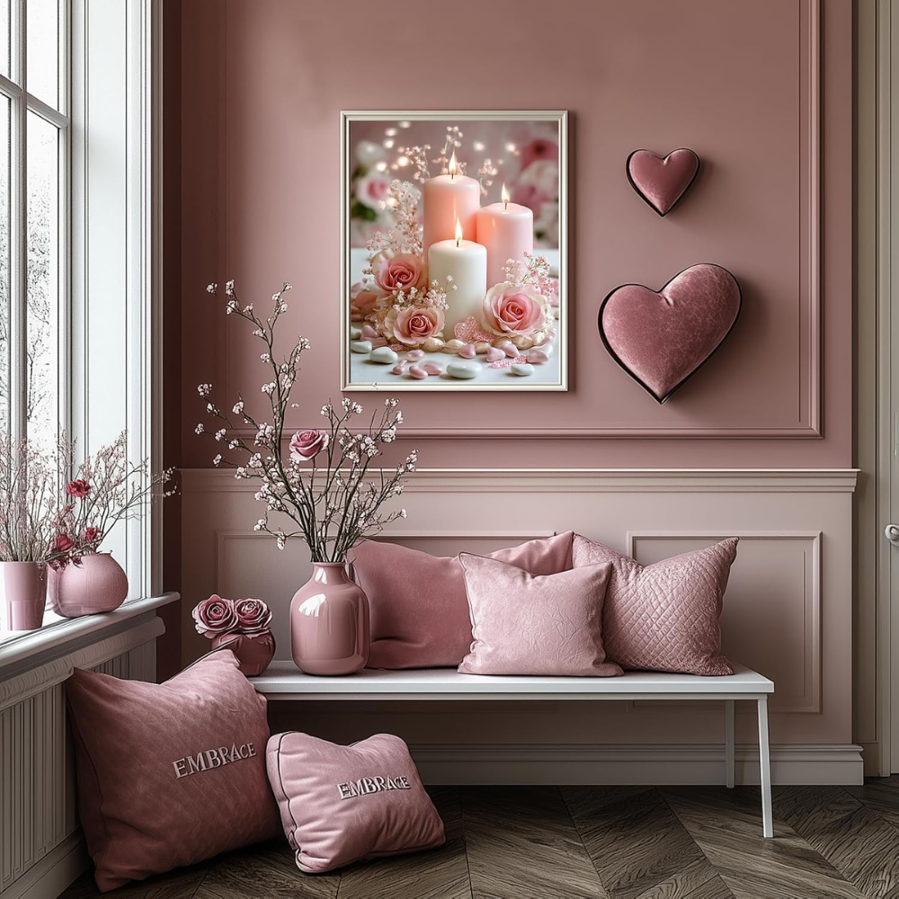 Valentines Candle Paint by Numbers Kit for Adults Easy DIY 16x16